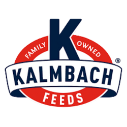 Kalmbach Feeds brand logo in red and navy blue.